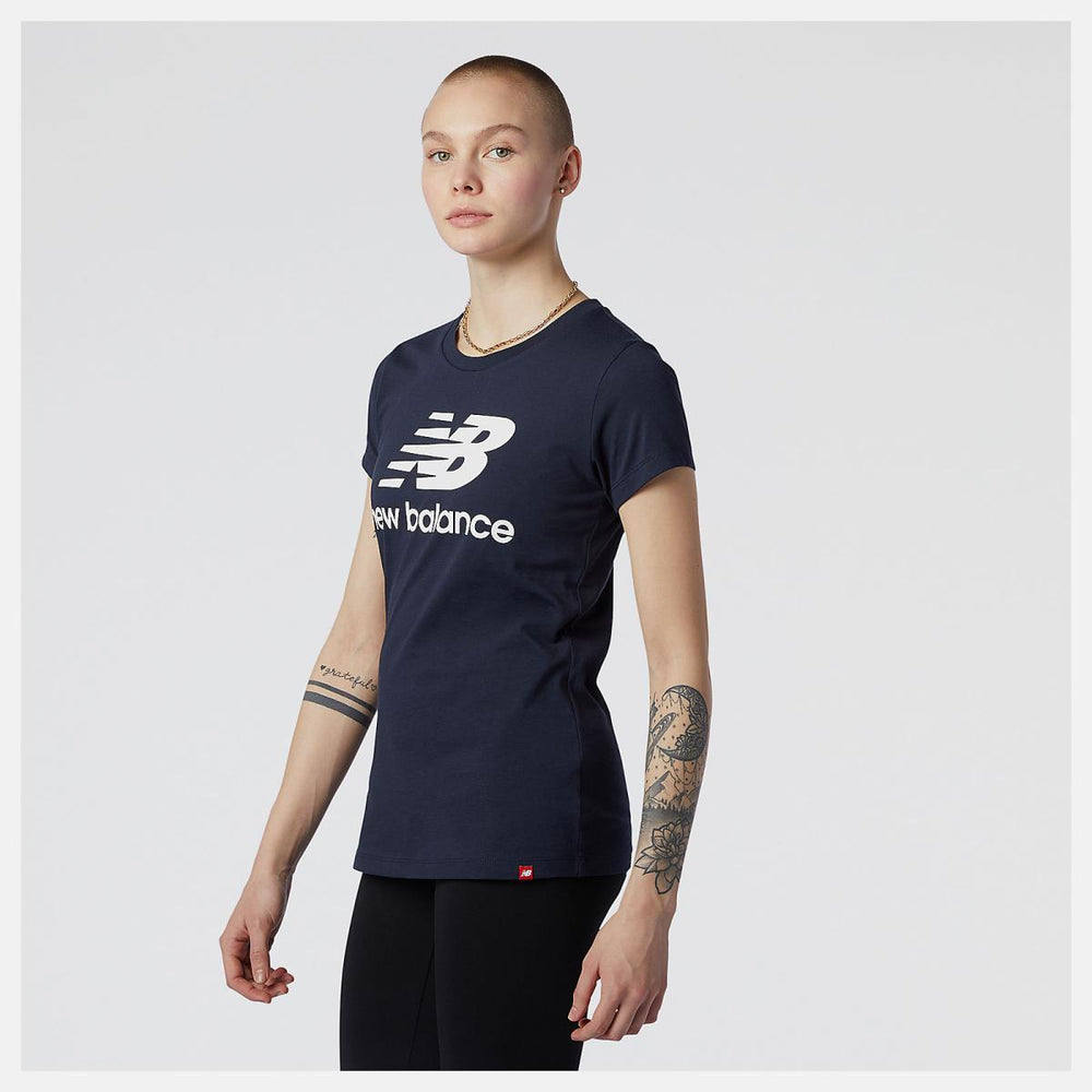 Shirts | Women New Balance NB Essentials Stacked Logo Tee Eclipse