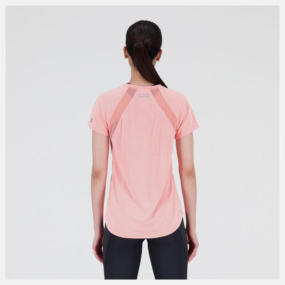 Shirts | Women New Balance Printed Impact Run Short Sleeve Grapefruit Heather