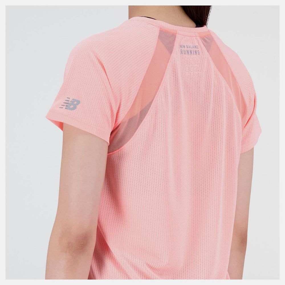 Shirts | Women New Balance Printed Impact Run Short Sleeve Grapefruit Heather