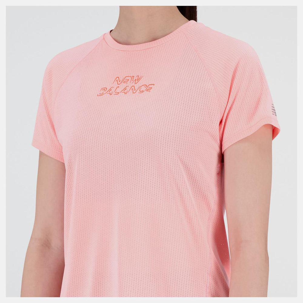 Shirts | Women New Balance Printed Impact Run Short Sleeve Grapefruit Heather
