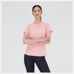 Shirts | Women New Balance Printed Impact Run Short Sleeve Grapefruit Heather