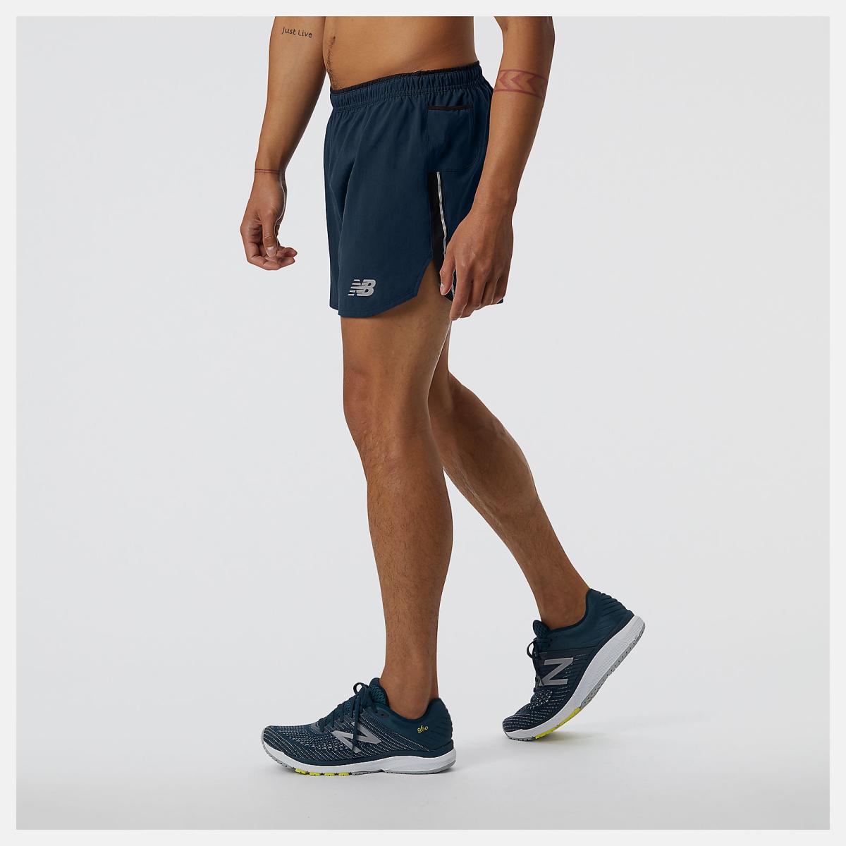 Shorts | Men New Balance Impact Run 5 Inch Short Natural Indigo