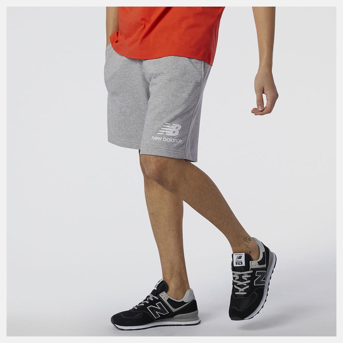 Shorts | Men New Balance NB Essentials Stacked Logo Short Athletic Grey