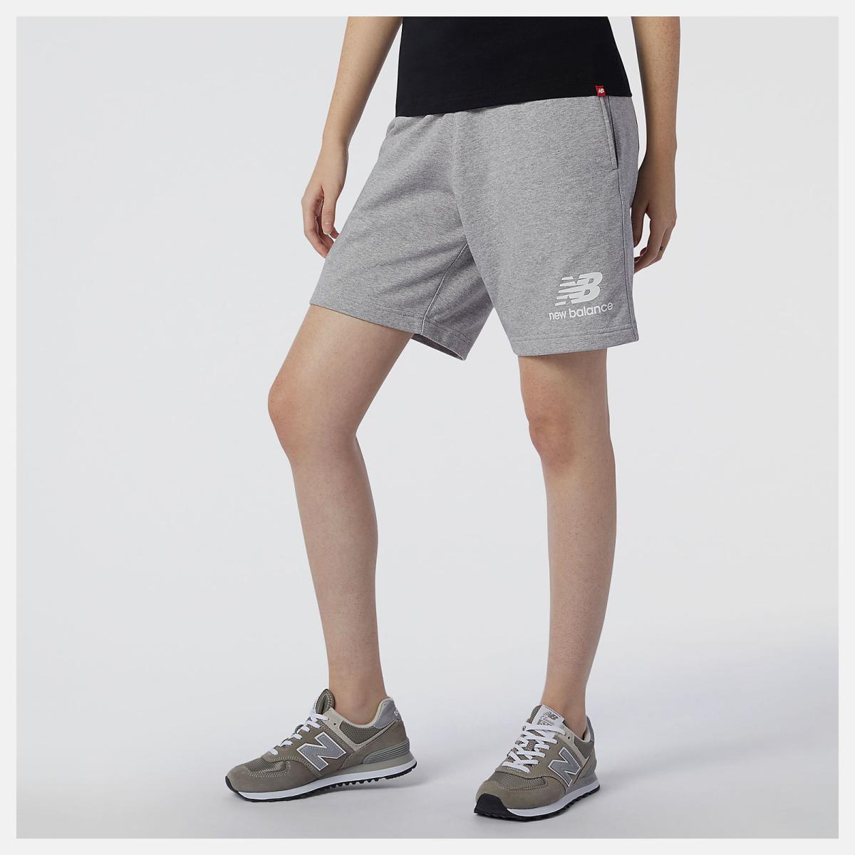 Shorts | Men New Balance NB Essentials Stacked Logo Short Athletic Grey
