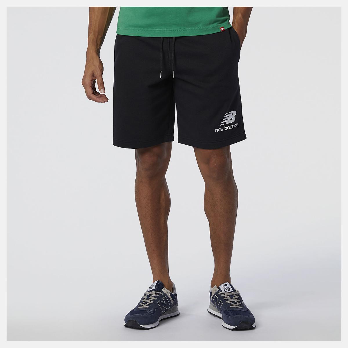 Shorts | Men New Balance NB Essentials Stacked Logo Short Black