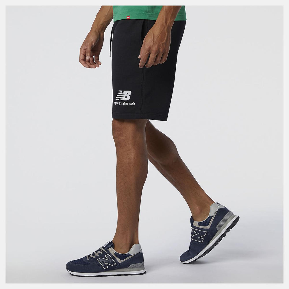 Shorts | Men New Balance NB Essentials Stacked Logo Short Black