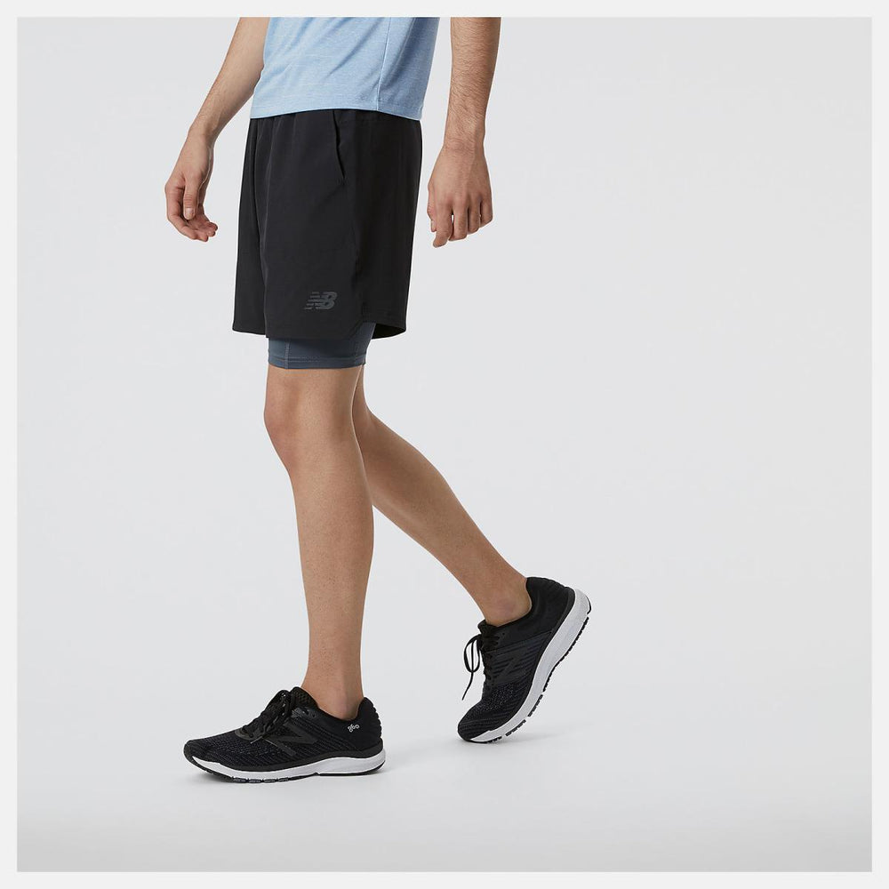 Shorts | Men New Balance R.W.Tech 7 Inch 2-in-1 Short Black