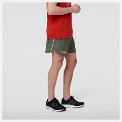 Shorts | Men New Balance United Airlines NYC Half Printed Impact Run 5 Inch Short Deep Olive Green