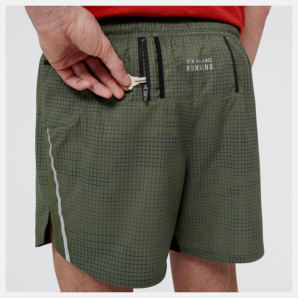 Shorts | Men New Balance United Airlines NYC Half Printed Impact Run 5 Inch Short Deep Olive Green