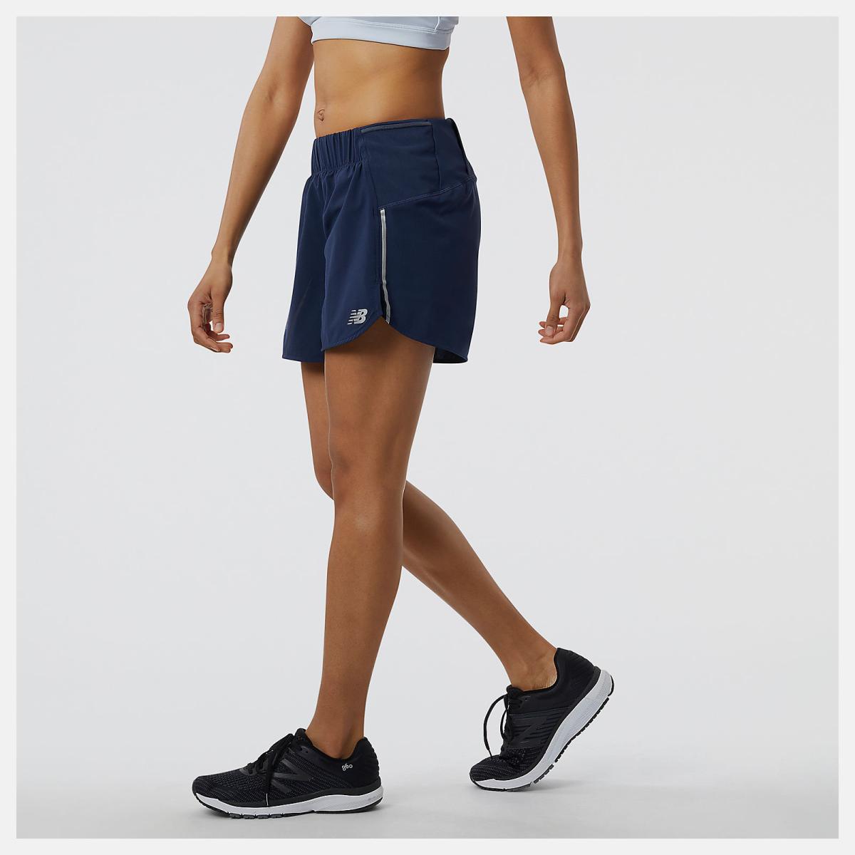 Shorts | Women New Balance Printed Impact Run 5in Short Natural Indigo