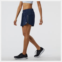 Shorts | Women New Balance Printed Impact Run 5in Short Natural Indigo