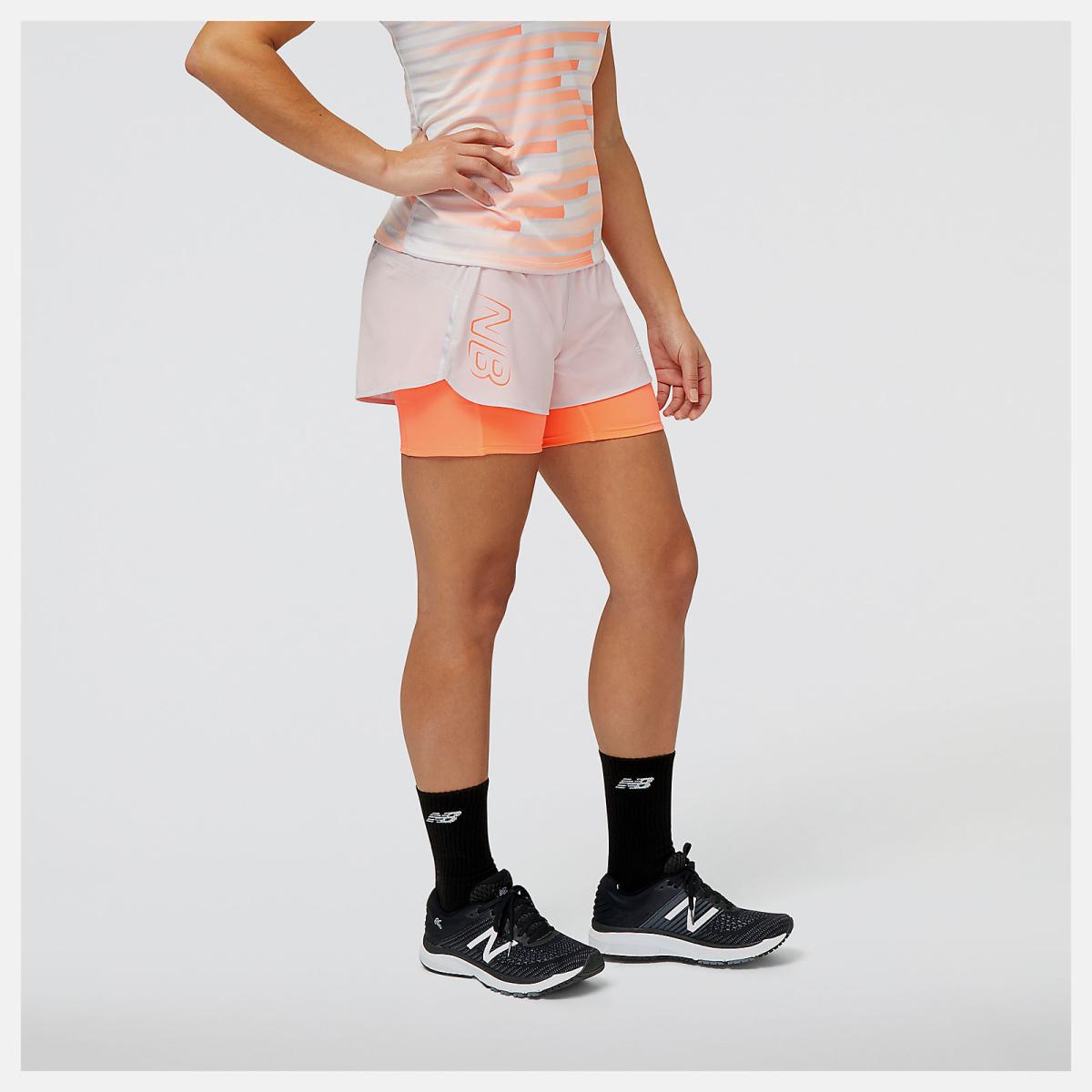 Shorts | Women New Balance United Airlines NYC Half Printed Impact Run 2in1 Short Stone Pink
