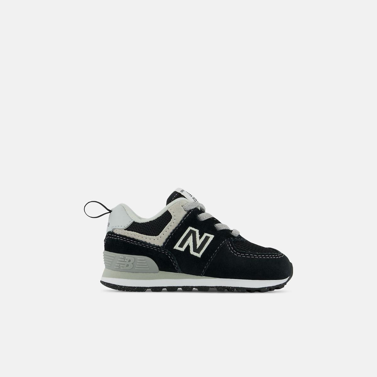 Size 0 - 10 | Kids New Balance 574 Core Bungee Black With White