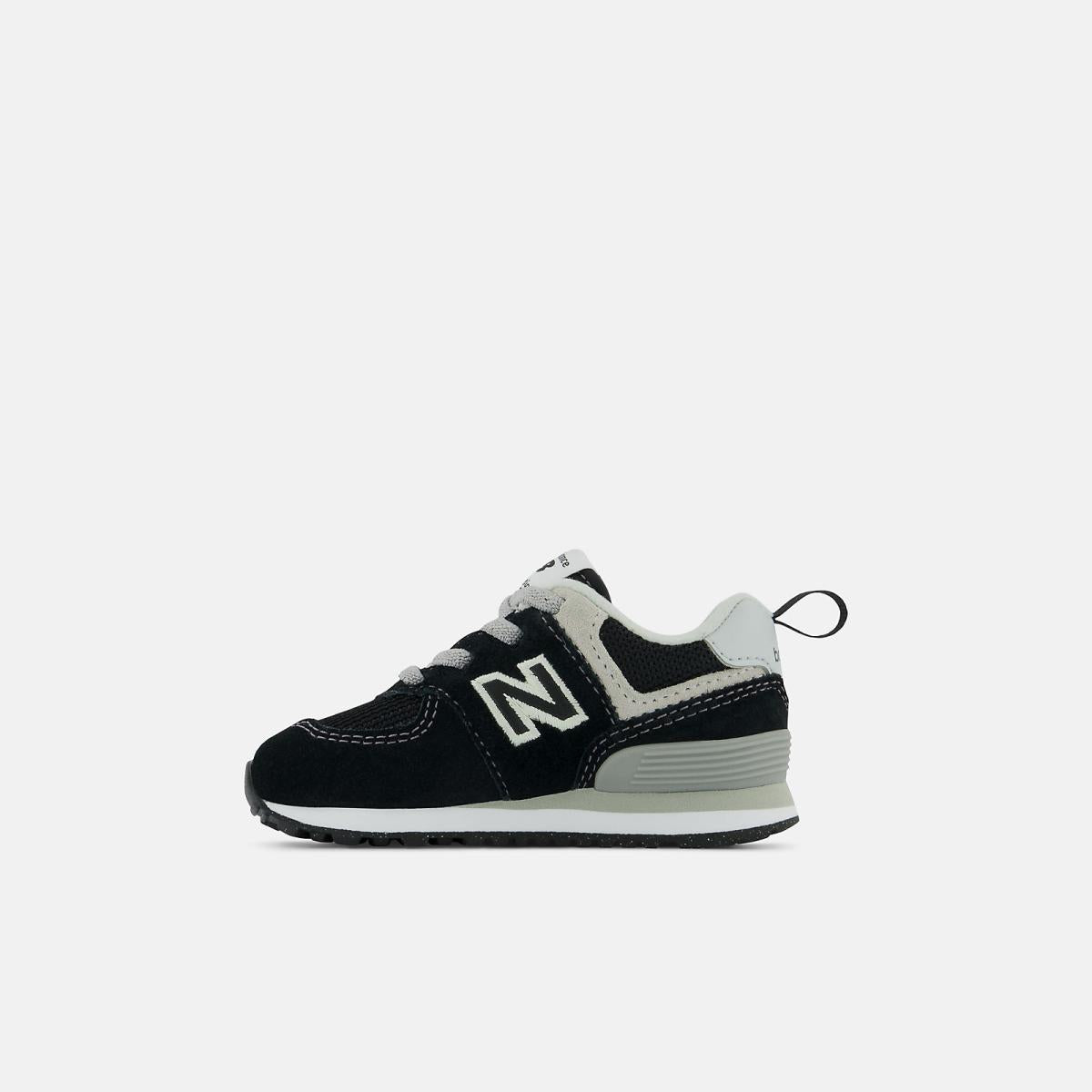 Size 0 - 10 | Kids New Balance 574 Core Bungee Black With White