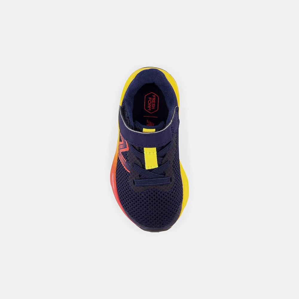 Size 0 - 10 | Kids New Balance Fresh Foam Arishi V4 Bungee Lace With Top Strap Team Navy With Electric Red And Egg Yolk