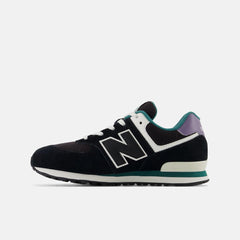 Size 10.5 - 3 | Kids New Balance 574 Black With Mercury And Vintage Teal
