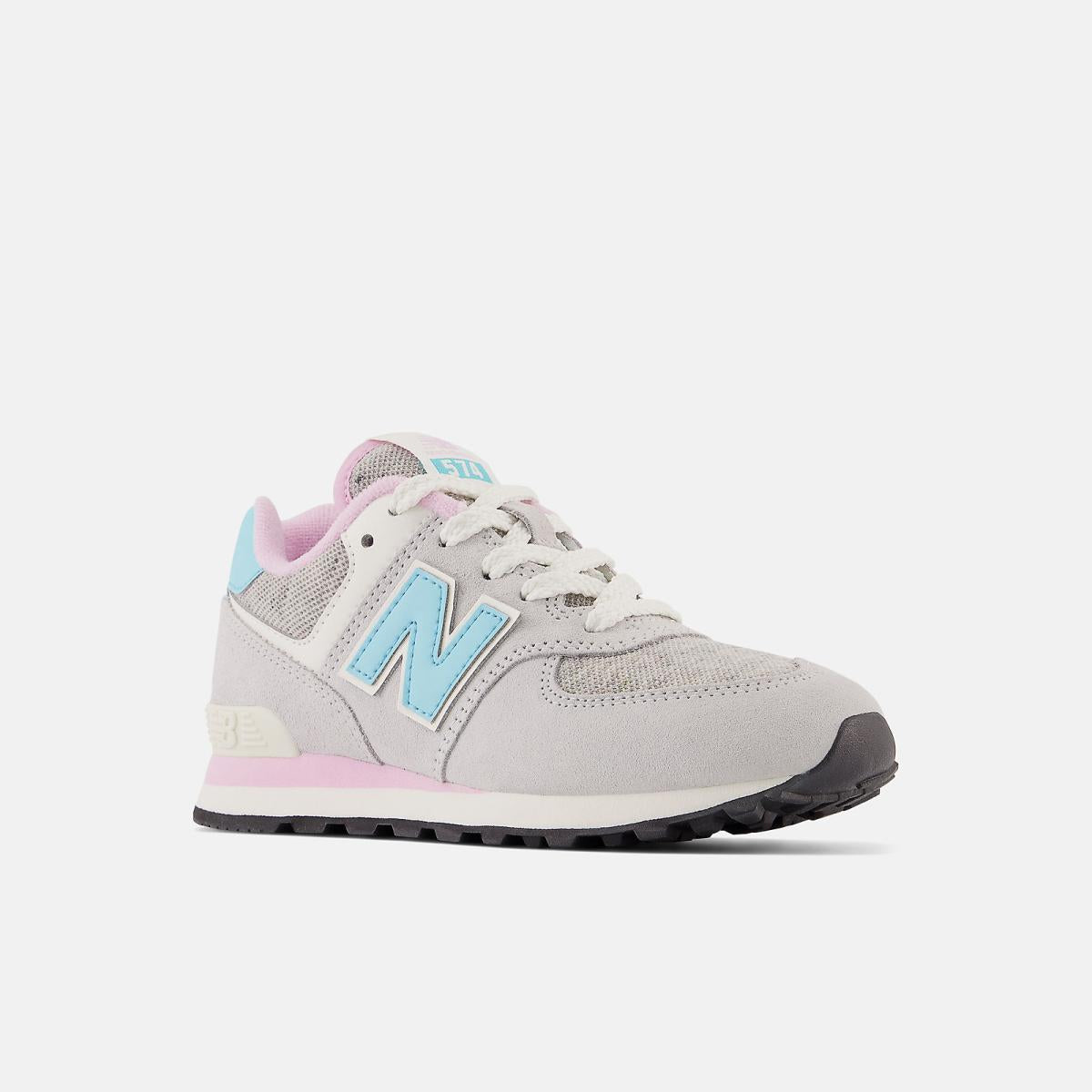 Size 10.5 - 3 | Kids New Balance 574 Brighton Grey With Summer Aqua And Lilac Cloud