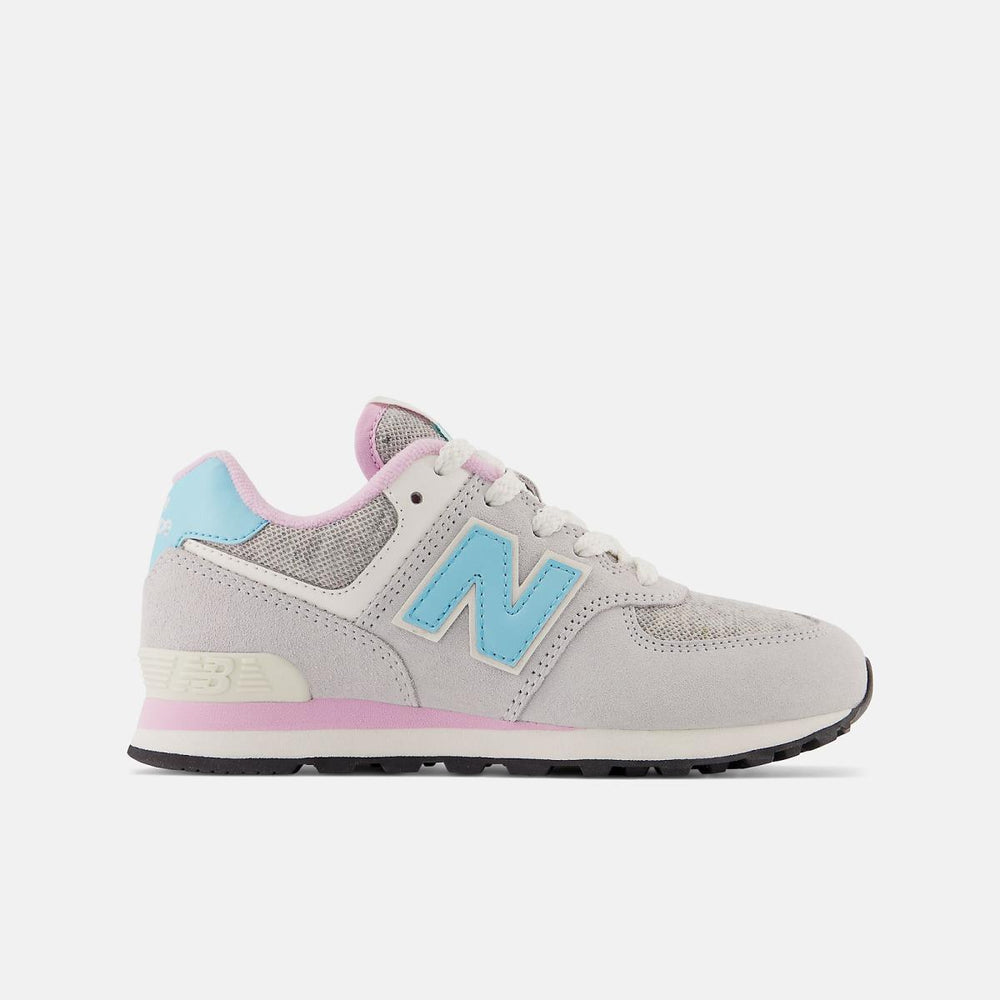 Size 10.5 - 3 | Kids New Balance 574 Brighton Grey With Summer Aqua And Lilac Cloud