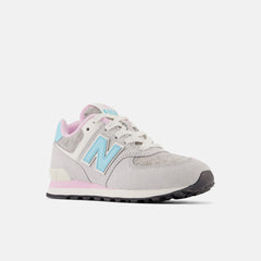 Size 10.5 - 3 | Kids New Balance 574 Brighton Grey With Summer Aqua And Lilac Cloud
