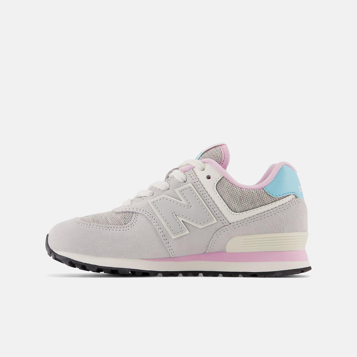 Size 10.5 - 3 | Kids New Balance 574 Brighton Grey With Summer Aqua And Lilac Cloud