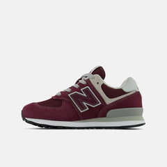 Size 10.5 - 3 | Kids New Balance 574 Core Burgundy With White