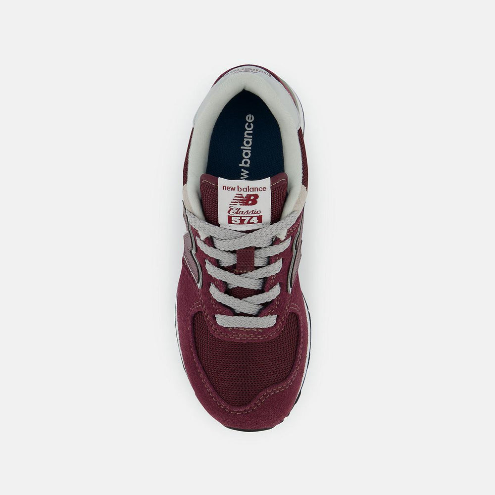 Size 10.5 - 3 | Kids New Balance 574 Core Burgundy With White