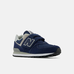 Size 10.5 - 3 | Kids New Balance 574 Core Hook &amp; Loop Navy With White