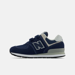 Size 10.5 - 3 | Kids New Balance 574 Core Hook &amp; Loop Navy With White