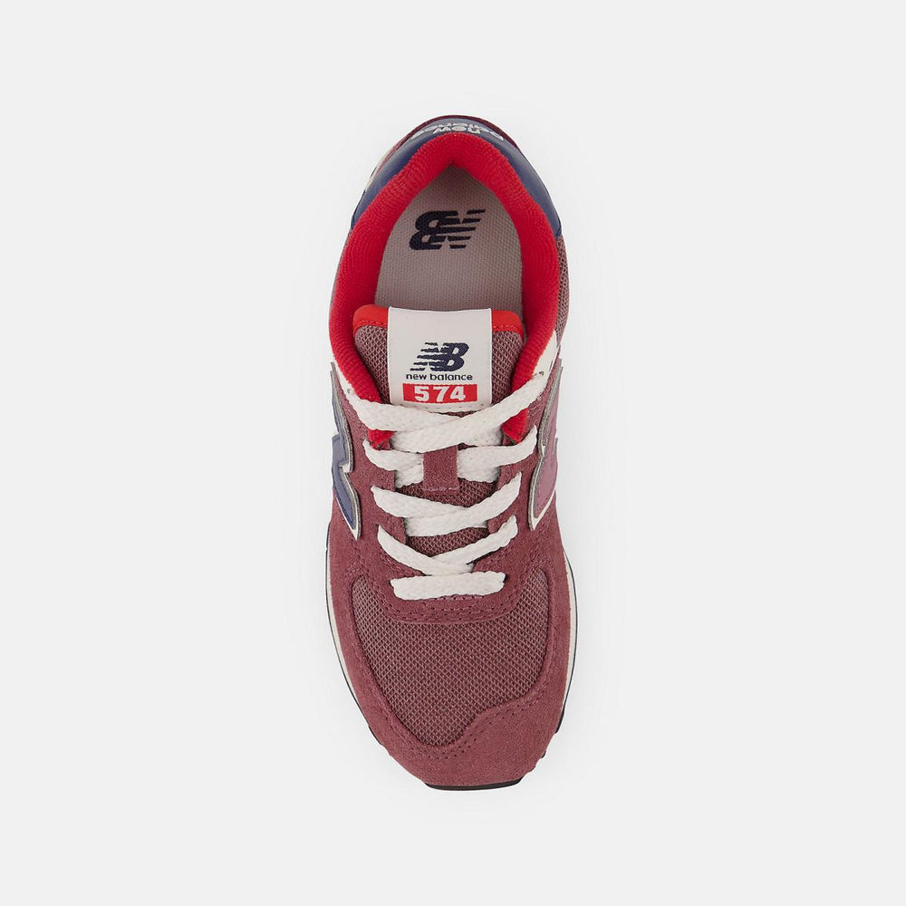 Size 10.5 - 3 | Kids New Balance 574 Washed Burgundy With Nb Navy