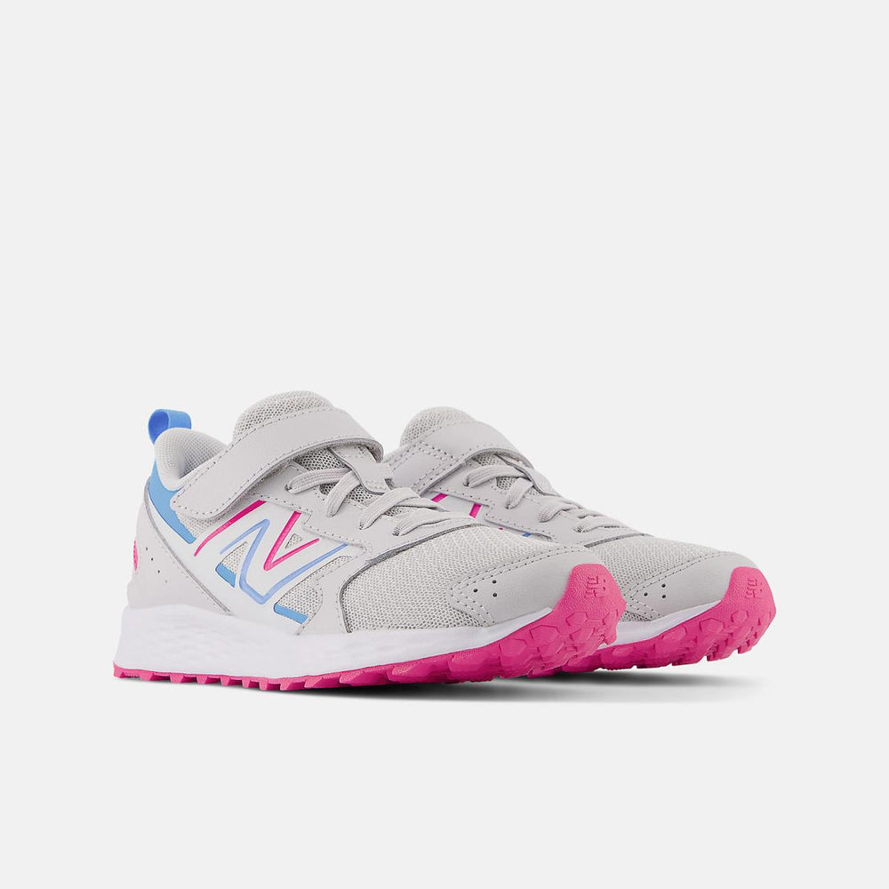 Size 10.5 - 3 | Kids New Balance Fresh Foam 650 Bungee Lace With Top Strap Summer Fog With Hi-pink And Vibrant Sky