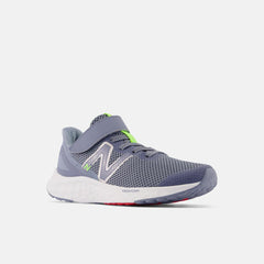 Size 10.5 - 3 | Kids New Balance Fresh Foam Arishi V4 Bungee Lace With Top Strap Arctic Grey With Pixel Green And True Red