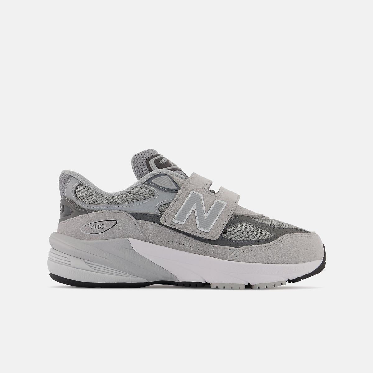 Size 10.5 - 3 | Kids New Balance FuelCell 990v6 Hook And Loop Grey With Silver