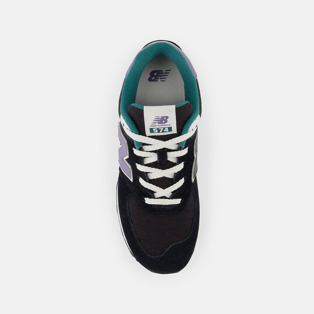 Size 3.5 - 7 | Kids New Balance 574 Black With Mercury And Vintage Teal