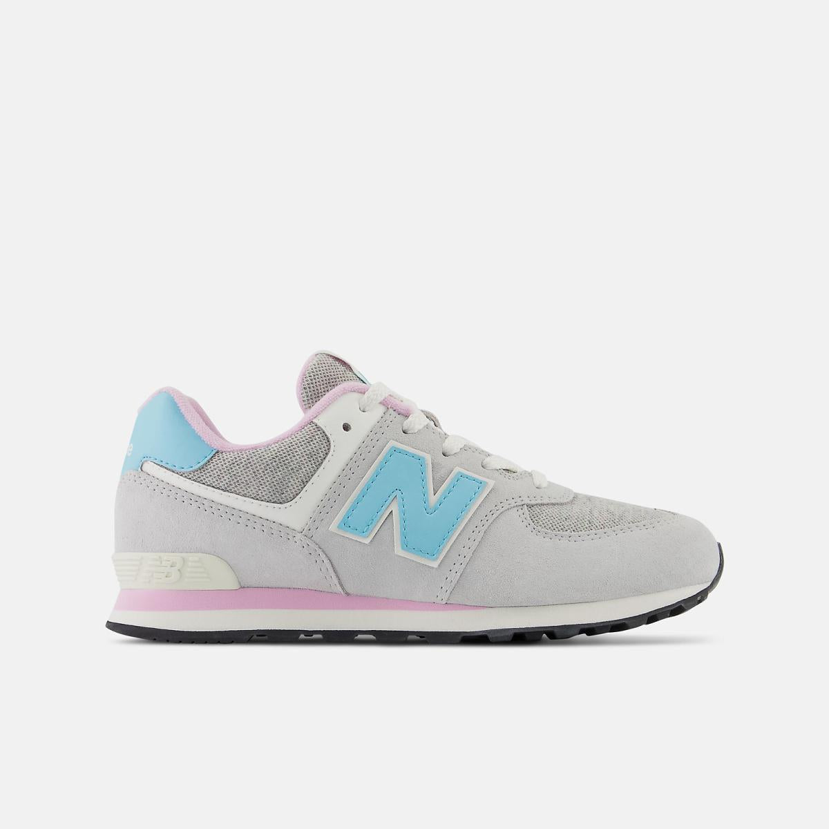 Size 3.5 - 7 | Kids New Balance 574 Brighton Grey With Summer Aqua And Lilac Cloud