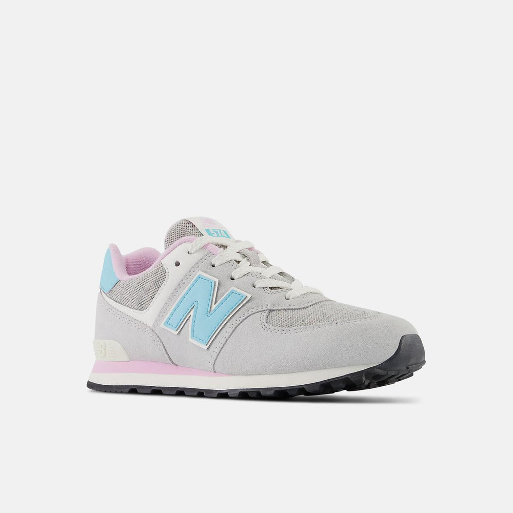 Size 3.5 - 7 | Kids New Balance 574 Brighton Grey With Summer Aqua And Lilac Cloud