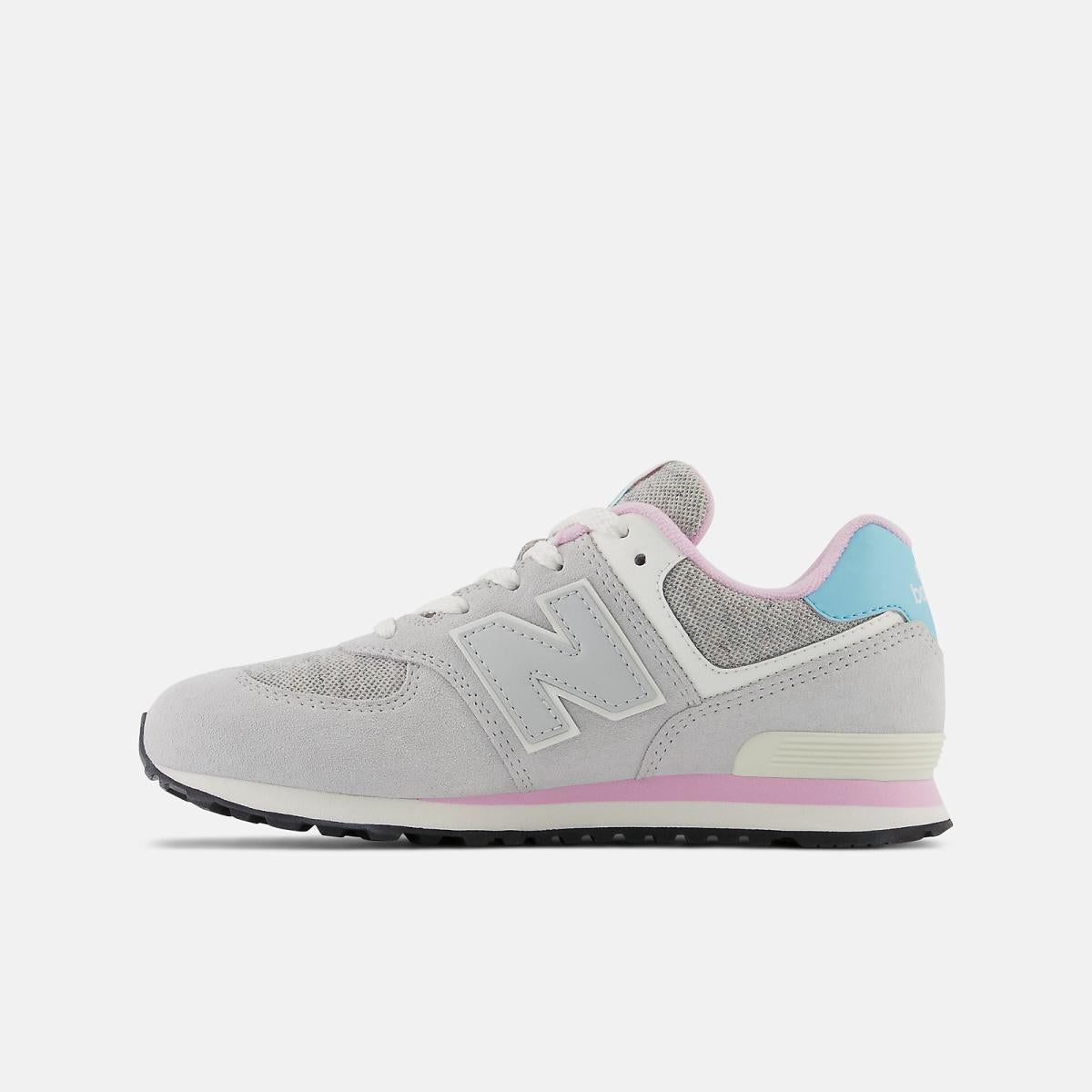 Size 3.5 - 7 | Kids New Balance 574 Brighton Grey With Summer Aqua And Lilac Cloud