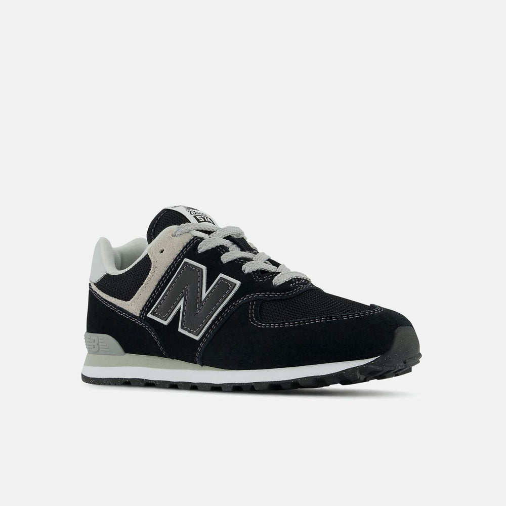 Size 3.5 - 7 | Kids New Balance 574 Core Black With White