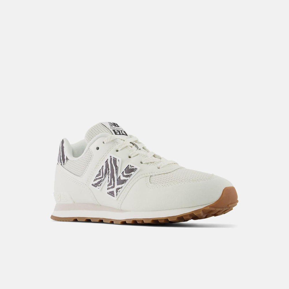 Size 3.5 - 7 | Kids New Balance 574 Sea Salt With Black And Stone Pink