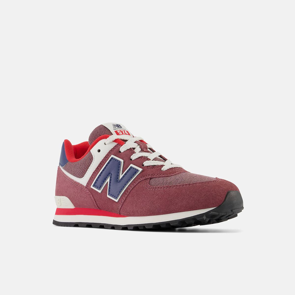 Size 3.5 - 7 | Kids New Balance 574 Washed Burgundy With Nb Navy
