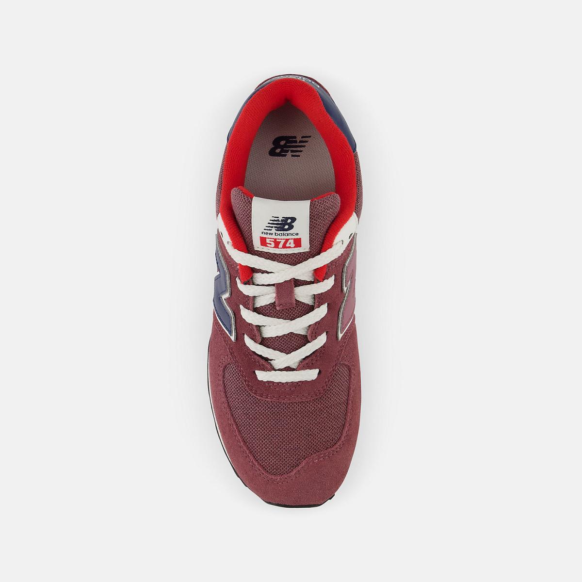 Size 3.5 - 7 | Kids New Balance 574 Washed Burgundy With Nb Navy
