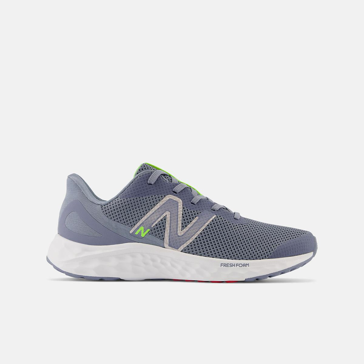Size 3.5 - 7 | Kids New Balance Fresh Foam Arishi V4 Arctic Grey With Pixel Green And True Red