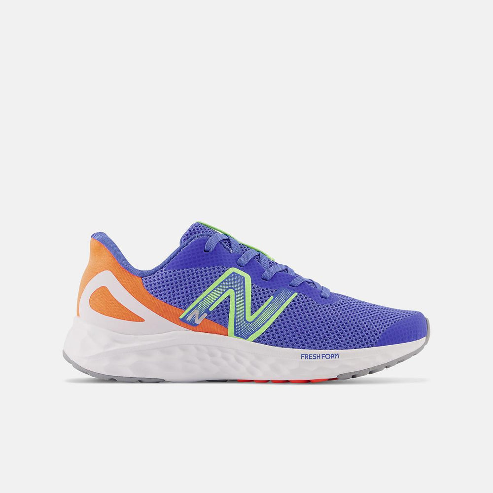 Size 3.5 - 7 | Kids New Balance Fresh Foam Arishi V4 Bright Lapis With Bleached Lime Glo And Neon Dragonfly