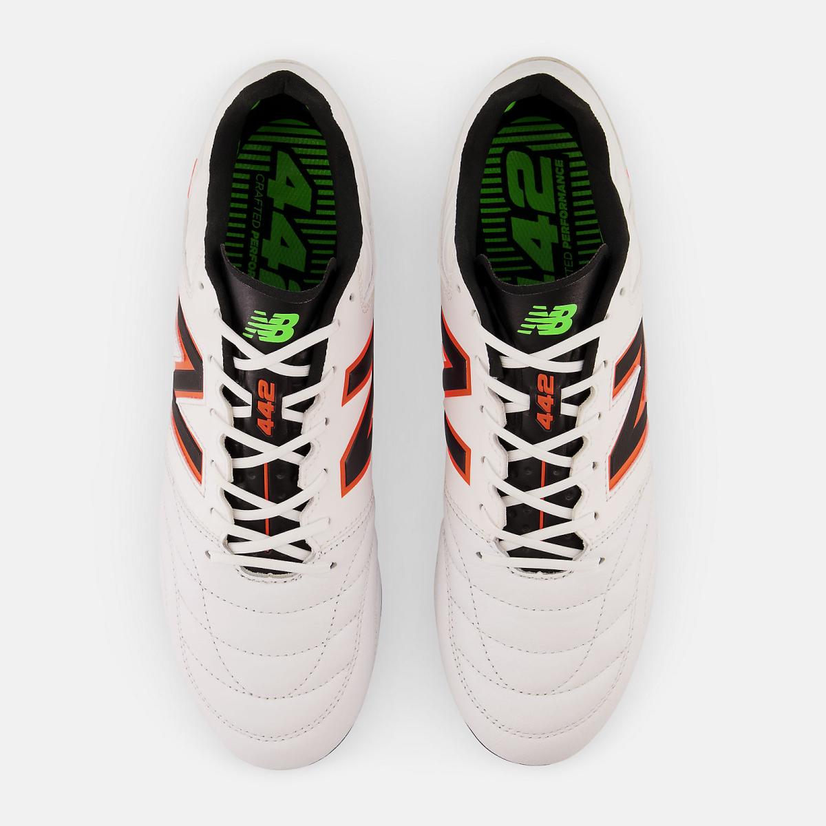 Soccer | Men/Women New Balance 442 V2 Pro FG White With Neon Dragonfly And Coloro Green