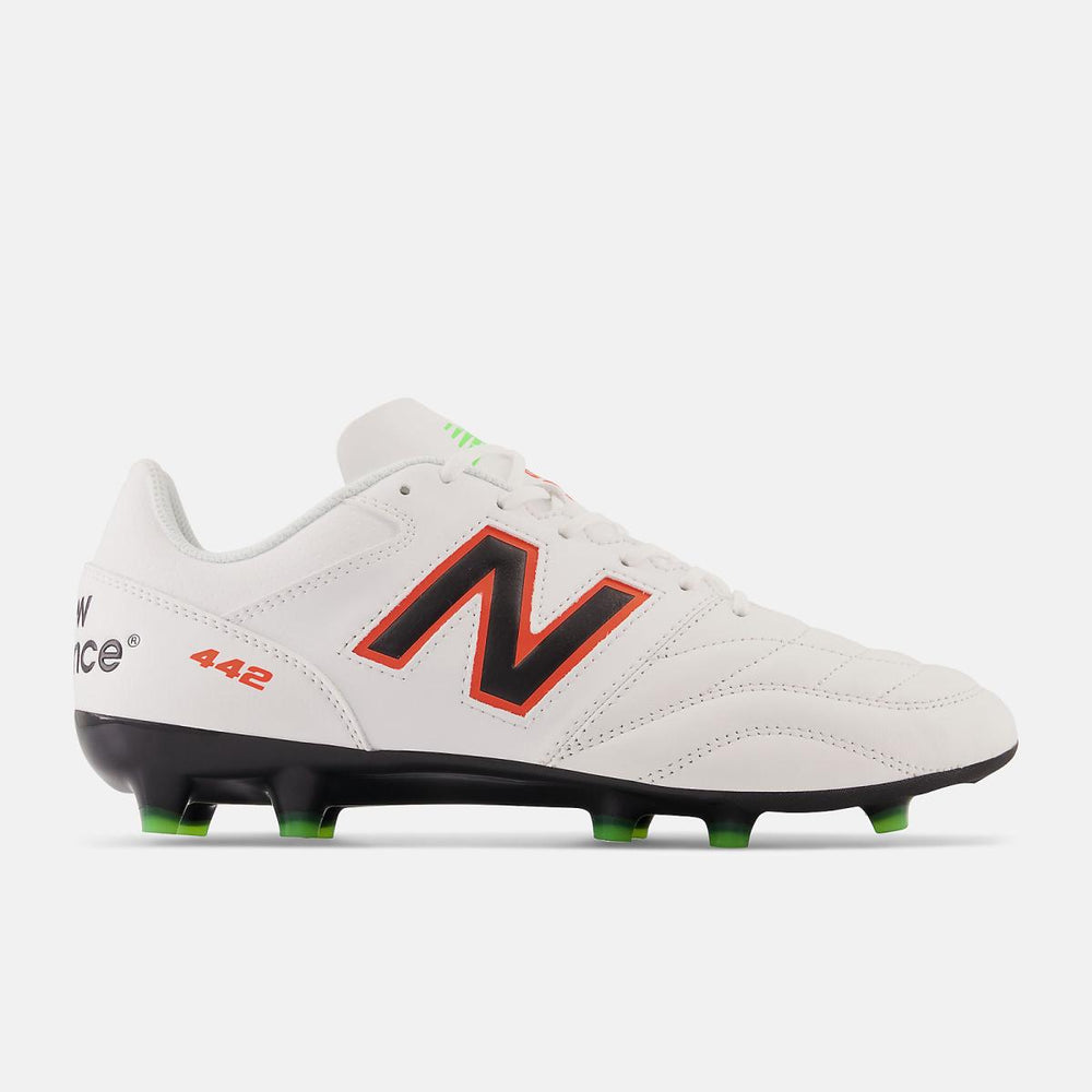 Soccer | Men/Women New Balance 442 V2 Team FG White With Neon Dragonfly And Coloro Green