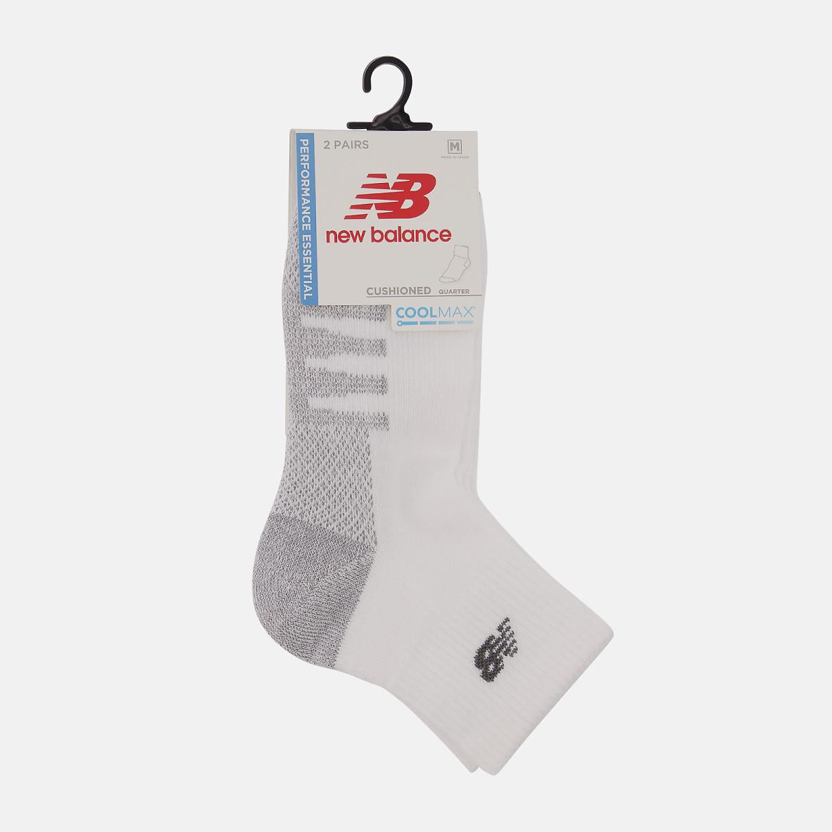 Socks | Men/Women New Balance Coolmax Quarter Socks 2 Pack White