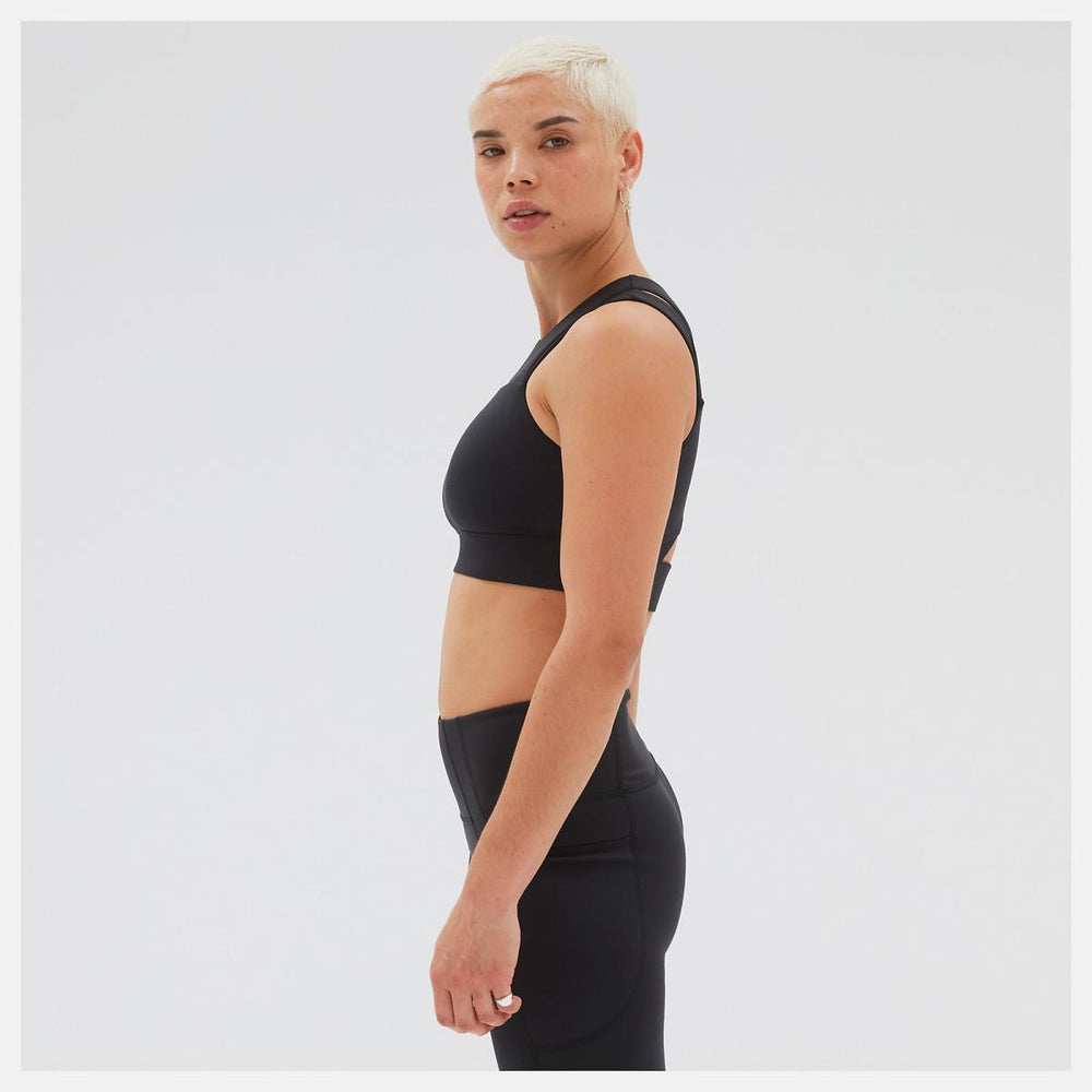Sports Bras | Women New Balance United Airlines NYC Half Shape Shield Crop Bra Black