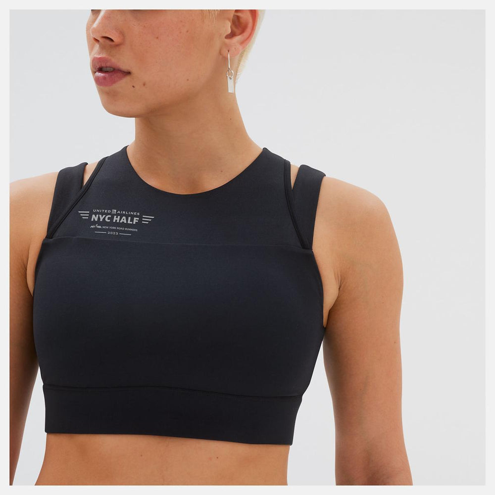 Sports Bras | Women New Balance United Airlines NYC Half Shape Shield Crop Bra Black