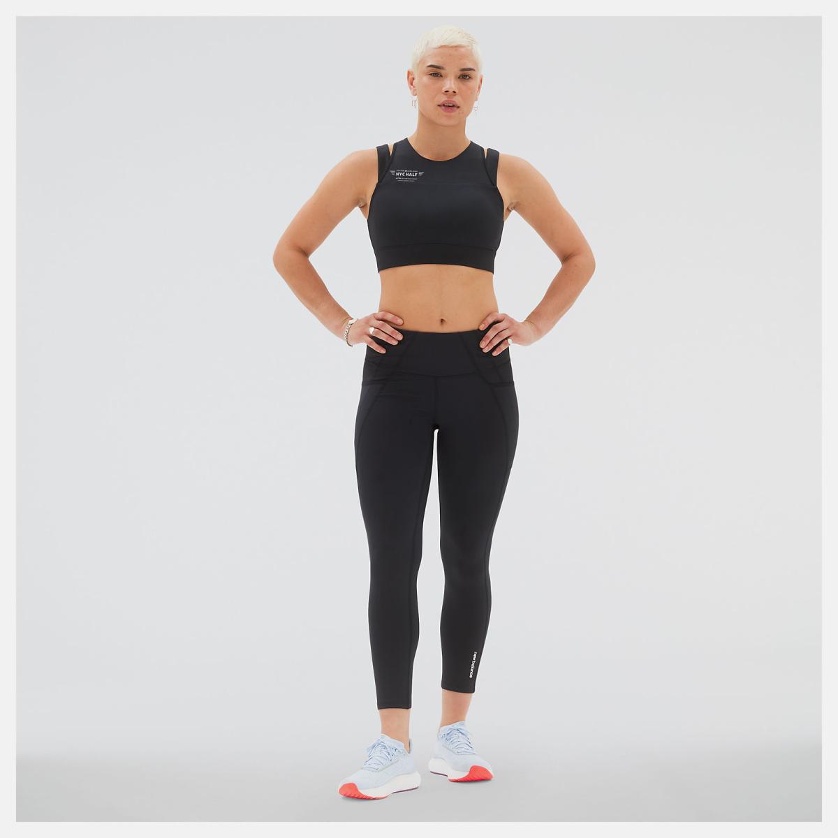 Sports Bras | Women New Balance United Airlines NYC Half Shape Shield Crop Bra Black