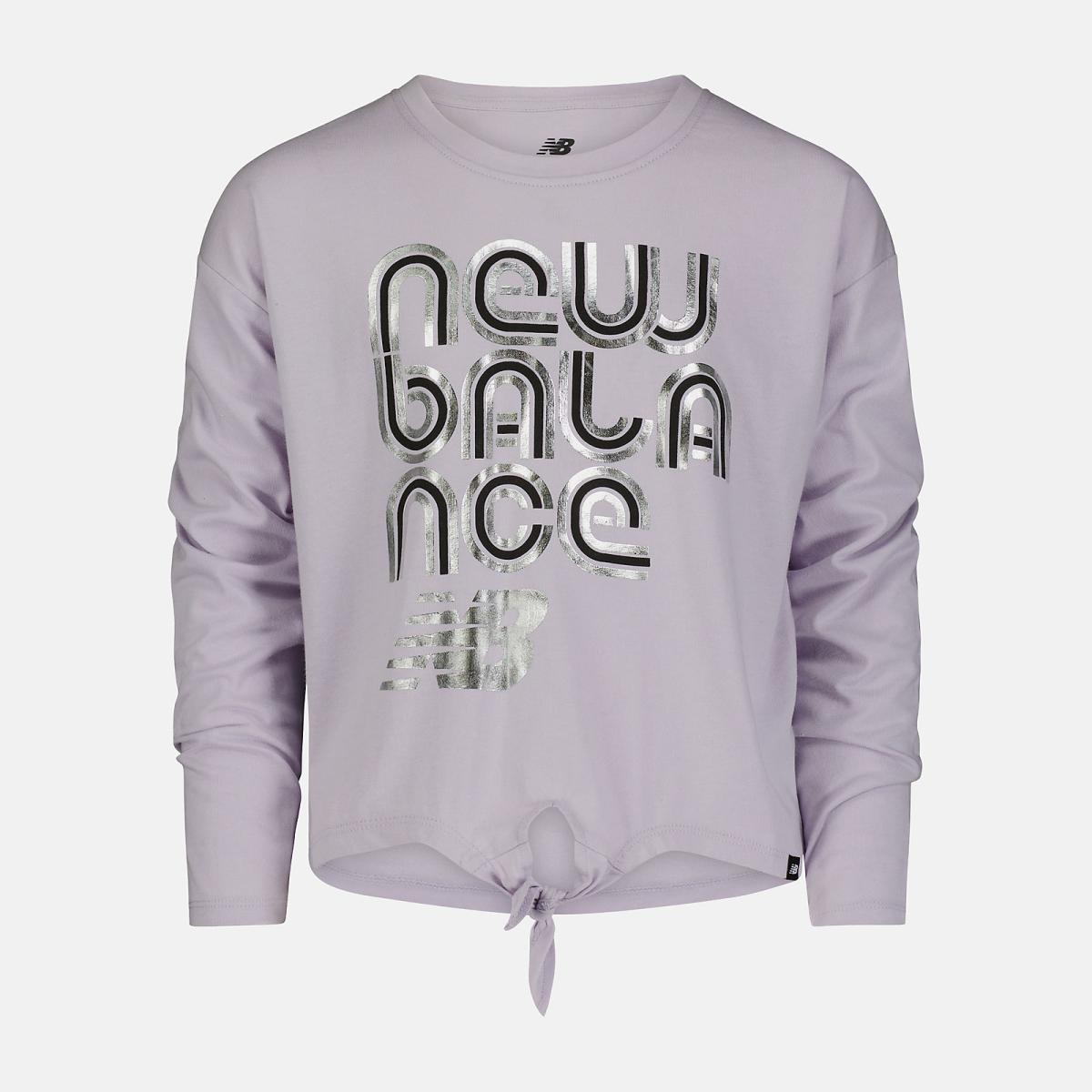 Tops | Kids New Balance Girls Long Sleeve Knotted Tee Grey Violet