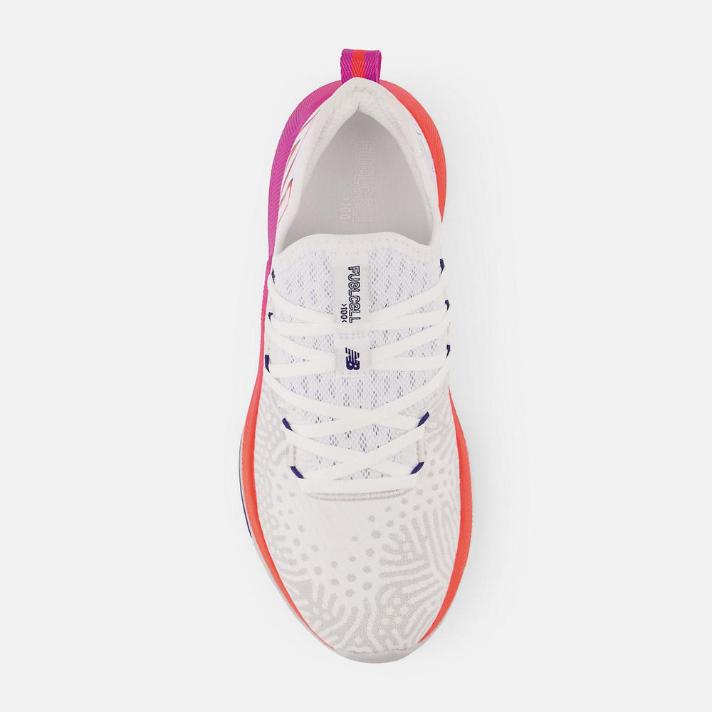 Training | Women New Balance FuelCell Trainer White With Magenta Pop And Electric Red